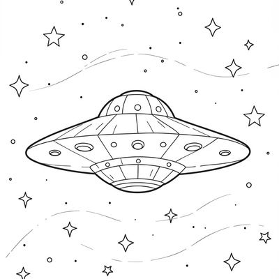 A coloring page for the Simple Alien Ship category