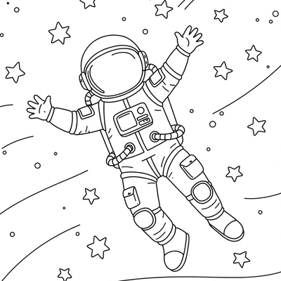 A coloring page for the Simple Astronaut category