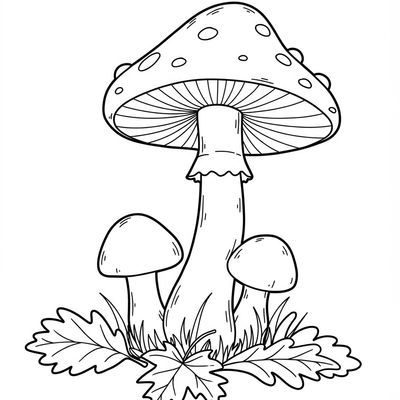 A coloring page for the Simple Autumn Mushroom category