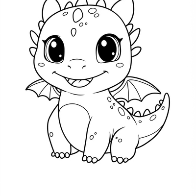 A coloring page for the Simple Baby Dragon category