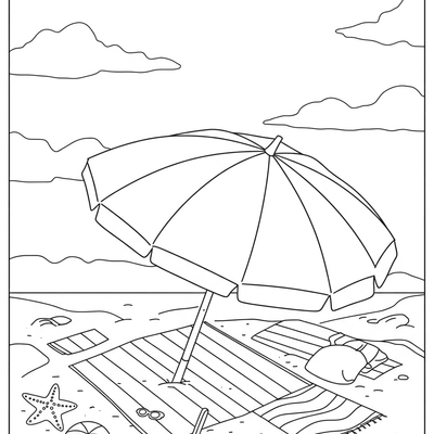 A coloring page for the Simple Beach Umbrella category