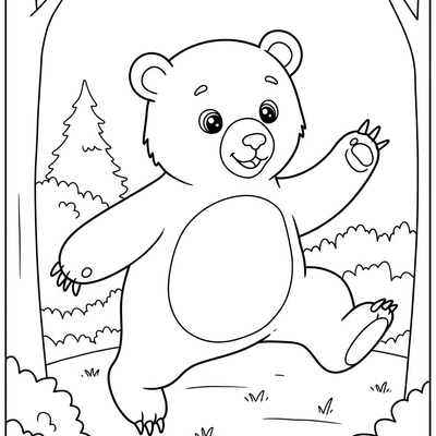 A coloring page for the Simple Bear Cub category