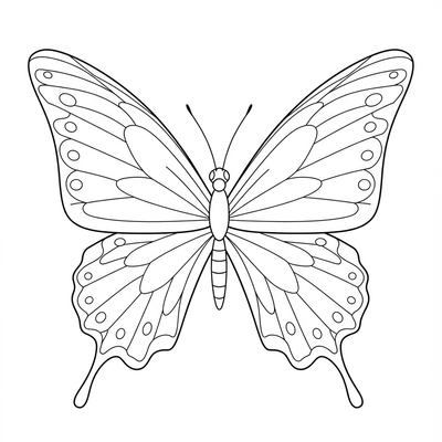 A coloring page for the Simple Butterfly Outline category