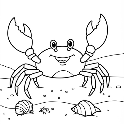 A coloring page for the Simple Crab category
