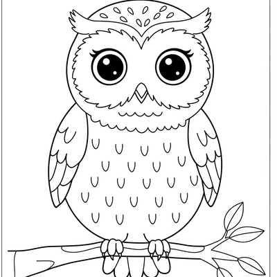 A coloring page for the Cute Owl Simple category