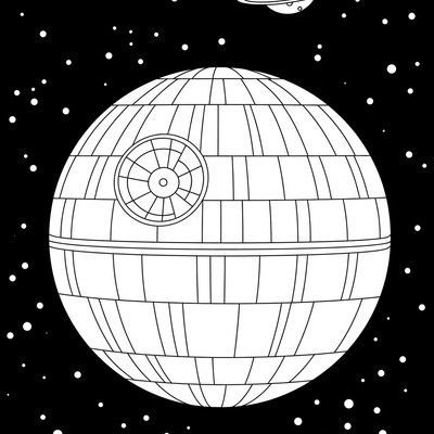 A coloring page for the Death Star Simple category