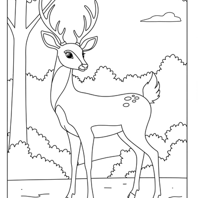 A coloring page for the Simple Deer category