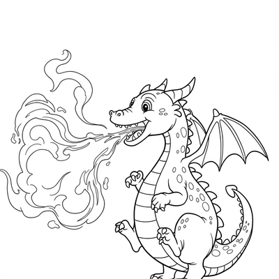 A coloring page for the Simple Dragon Fire category