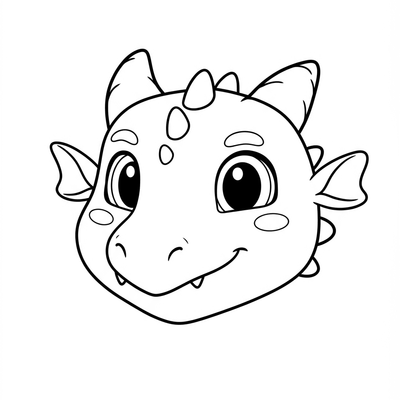 A coloring page for the Simple Dragon Head category