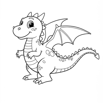 A coloring page for the Simple Dragon Side View category