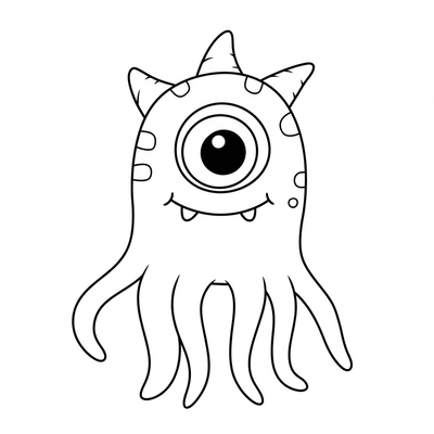 A coloring page for the Simple Eye Monster category