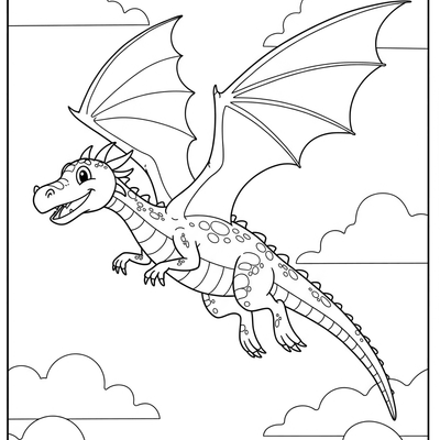 A coloring page for the Simple Flying Dragon category