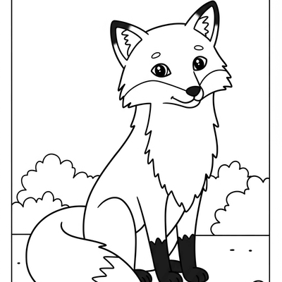 A coloring page for the Simple Fox category