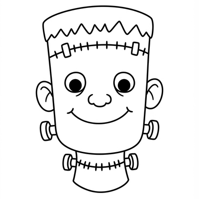A coloring page for the Simple Frankenstein Head category