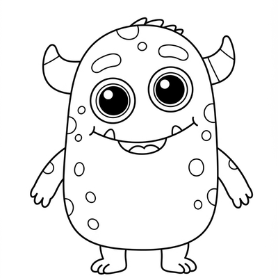 A coloring page for the Simple Friendly Monster category