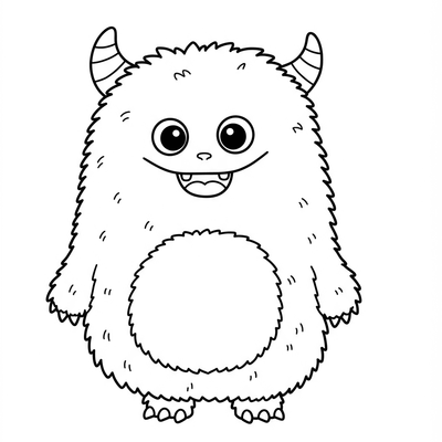 A coloring page for the Simple Furry Monster category