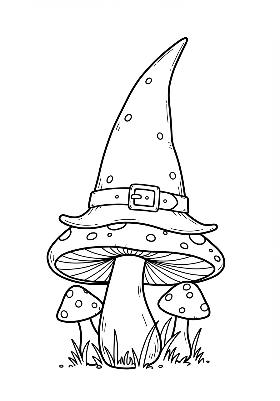 Simple gnome hat on mushroom
