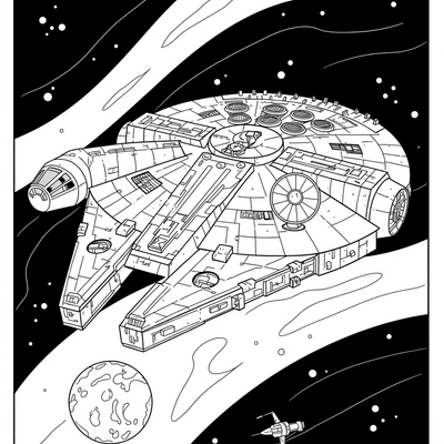 A coloring page for the Millennium Falcon Simple category