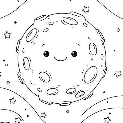 A coloring page for the Simple Moon with Craters category