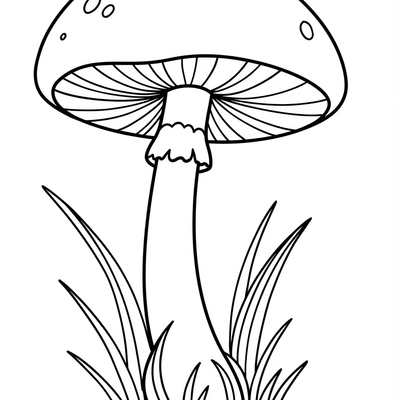 A coloring page for the Simple Mushroom category