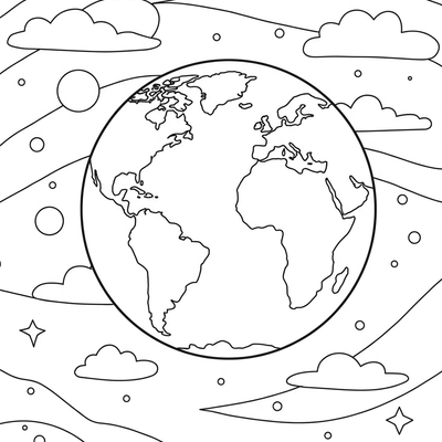 A coloring page for the Simple Planet Earth category