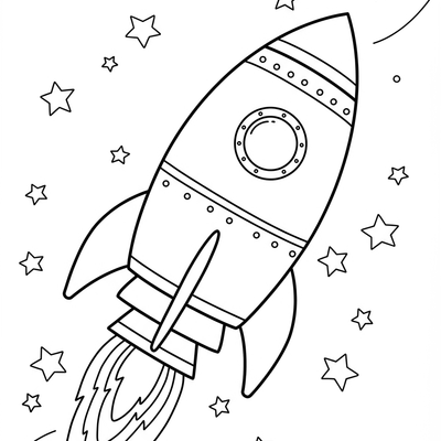 A coloring page for the Simple Rocket Ship category