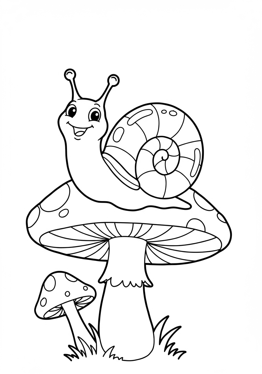 Simple snail on mushroom
