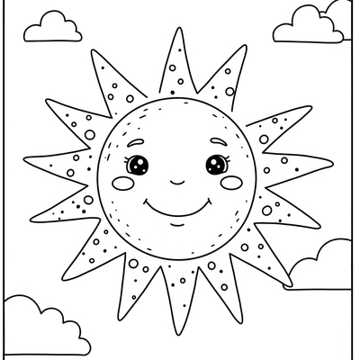 A coloring page for the Simple Sun category