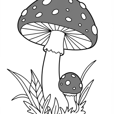 A coloring page for the Simple Toadstool category