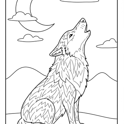 A coloring page for the Simple Wolf category