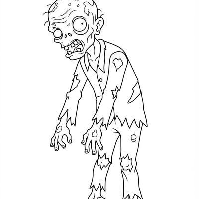 A coloring page for the Simple Zombie category