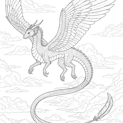 A coloring page for the Sky Dragon Cloud category