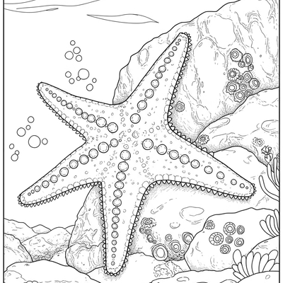 A coloring page for the Starfish on Rock category