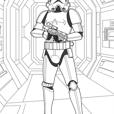 A coloring page for the Stormtrooper Blaster Ready category