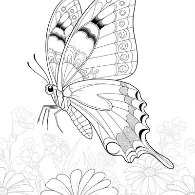 A coloring page for the Swallowtail Butterfly Flight category