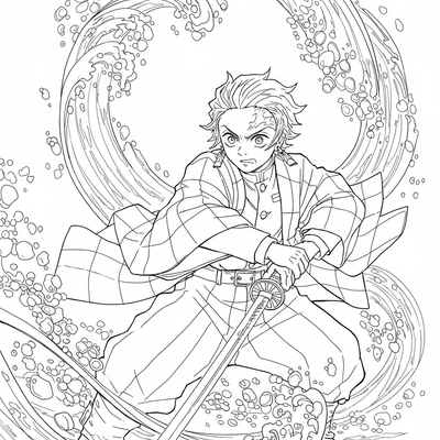 A coloring page for the Demon Slayer category