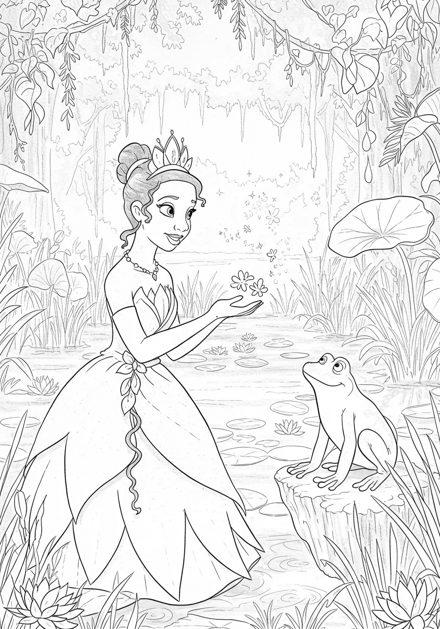 Tiana with frog