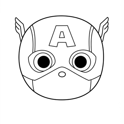 A coloring page for the Toddler Captain America Face category