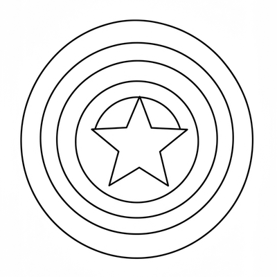 A coloring page for the Toddler Captain America Logo category