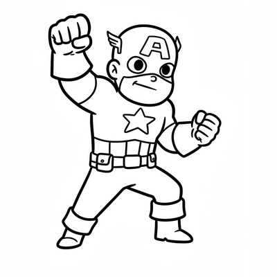 A coloring page for the Toddler Captain America Punch category