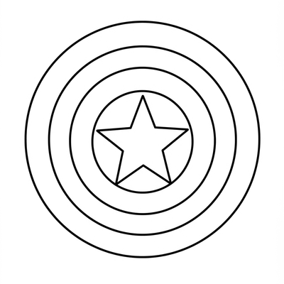 A coloring page for the Toddler Captain America Shield category