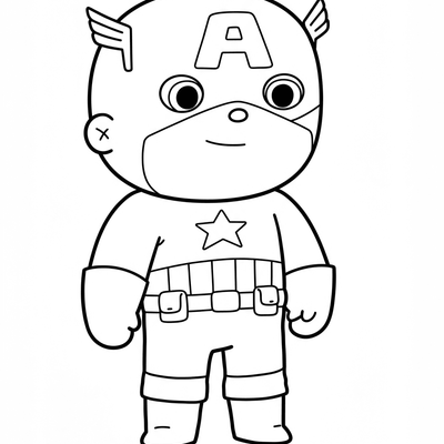 A coloring page for the Toddler Captain America Standing category