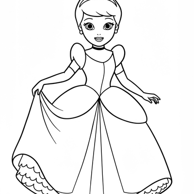 A coloring page for the Toddler Cinderella category