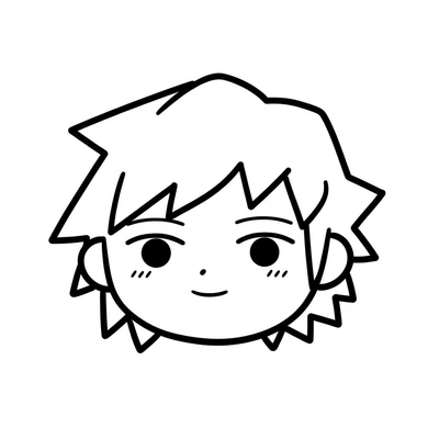 A coloring page for the Toddler Giyu Tomioka category