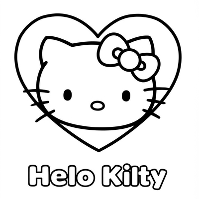 A coloring page for the Toddler Hello Kitty Heart category