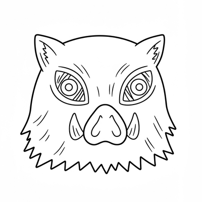 A coloring page for the Toddler Inosuke Mask category