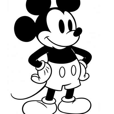 A coloring page for the Toddler Mickey Mouse Standing category
