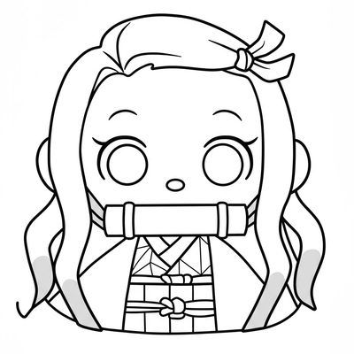 A coloring page for the Toddler Nezuko Head category