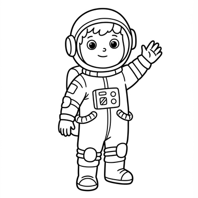 A coloring page for the Toddler Astronaut category