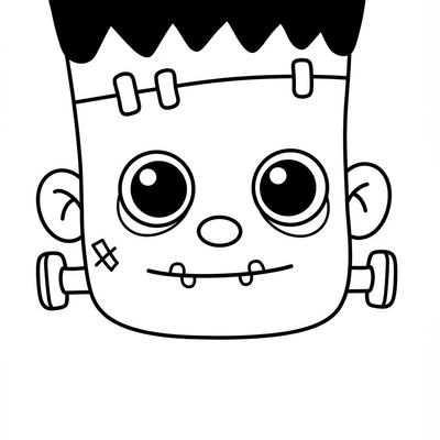 A coloring page for the Toddler Frankenstein Head category